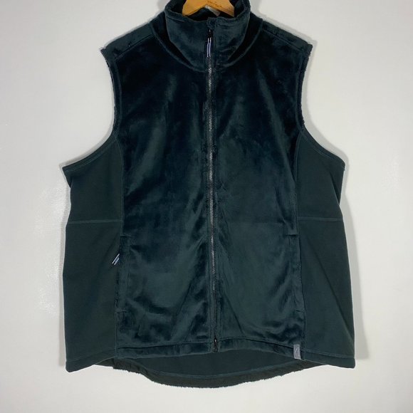 LL Bean Womens Vest Sweater Zip Up Fleece Recycled Black Sz 2XL - Picture 1 of 11